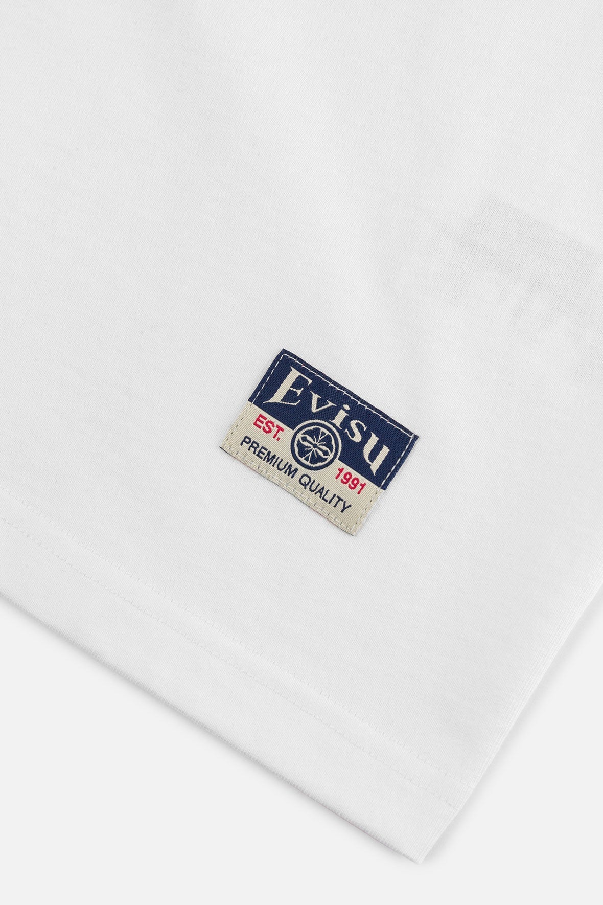 へのへのもへじ仏頭と知恵の輪タグ 大黒プリント リラックスフィット Tシャツ