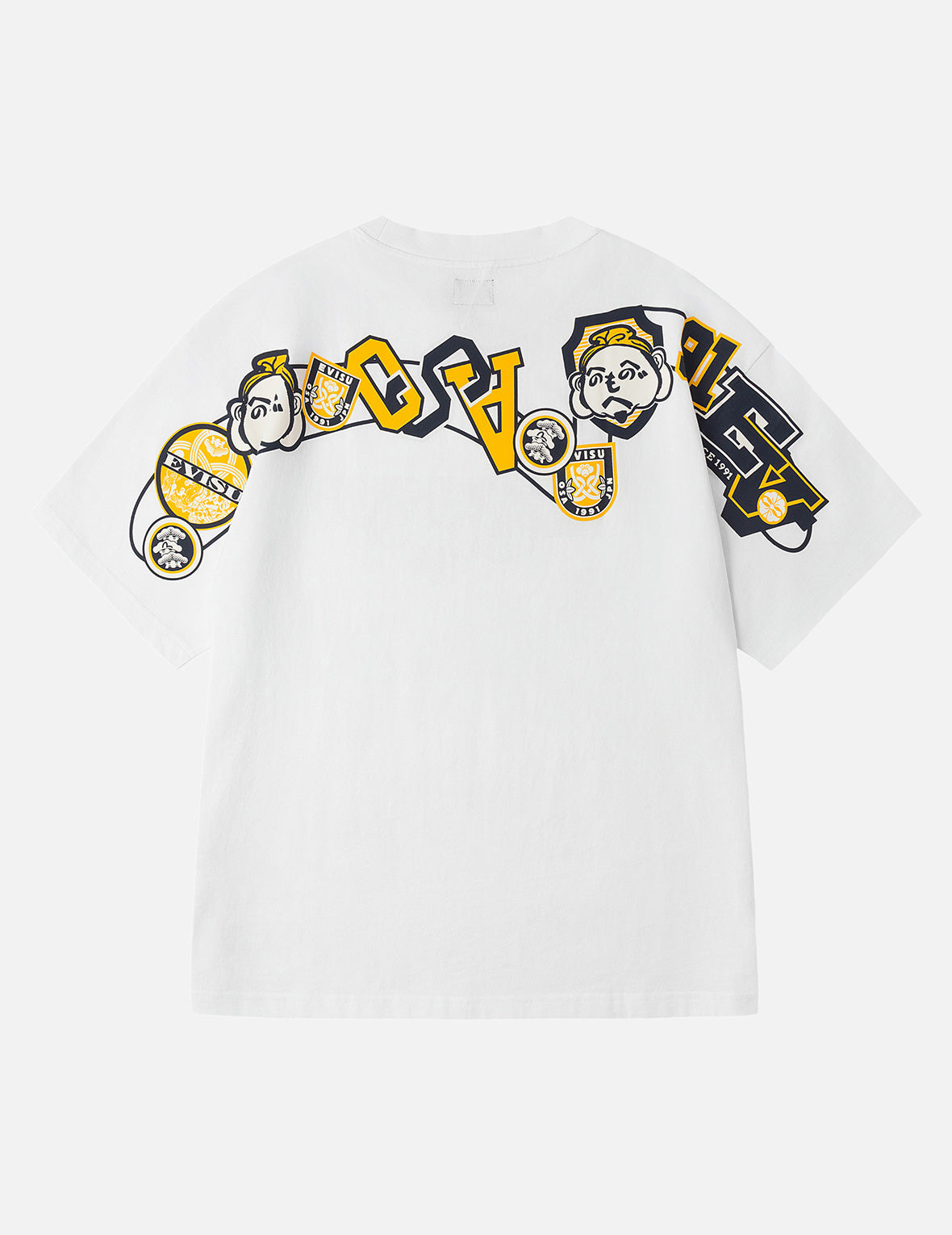 へのへのもへじ仏頭と知恵の輪タグ 大黒プリント リラックスフィット Tシャツ