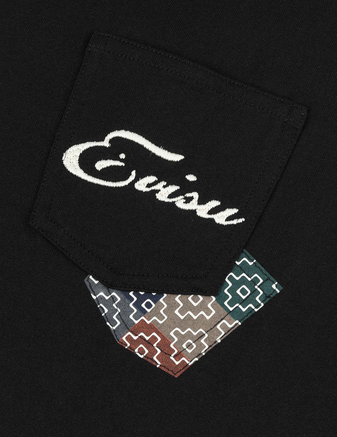 多ポケットカラーブロッキング刺子 ルーズフィット Tシャツ