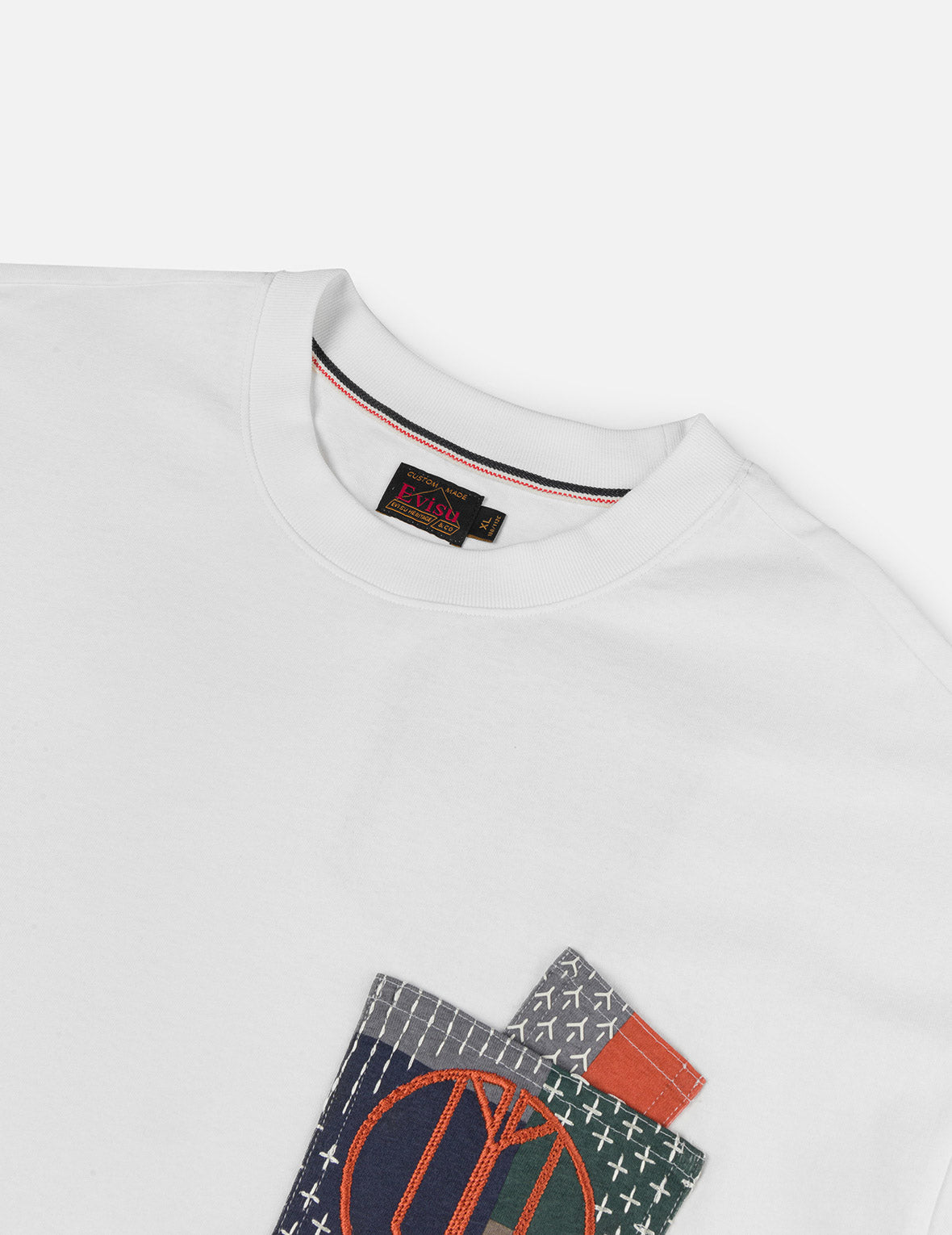 多ポケットカラーブロッキング刺子 ルーズフィット Tシャツ