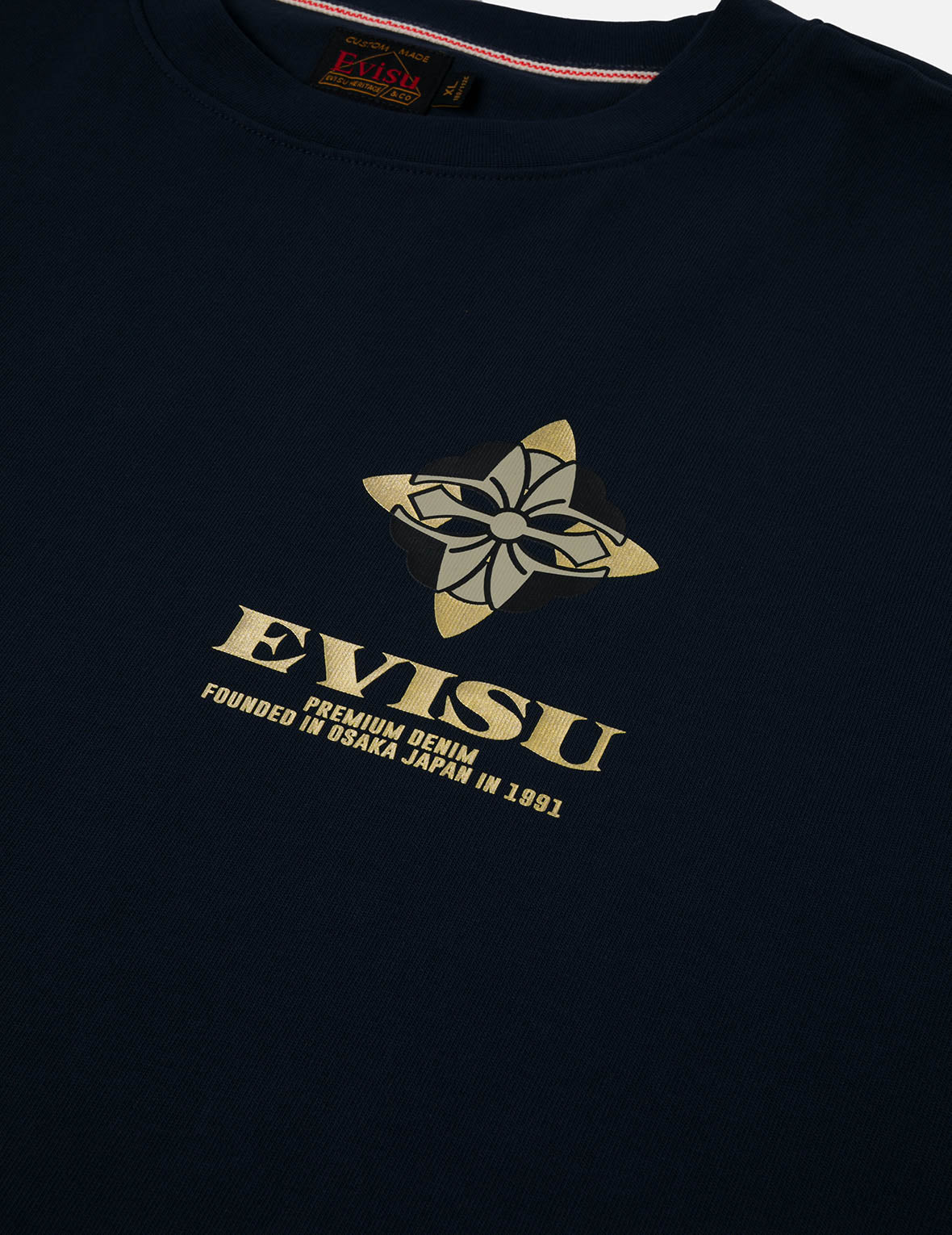 鶴の飛翔と大黒プリント ルーズフィット Tシャツ