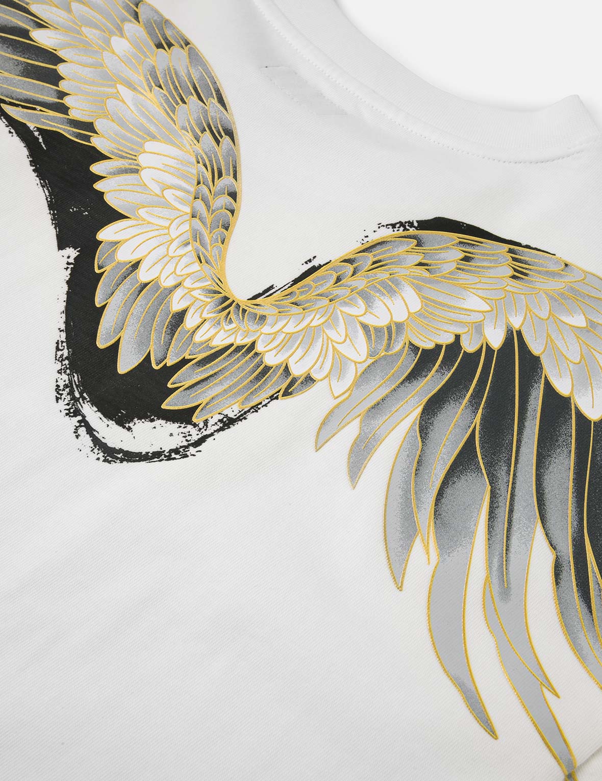 鶴の飛翔と大黒プリント ルーズフィット Tシャツ
