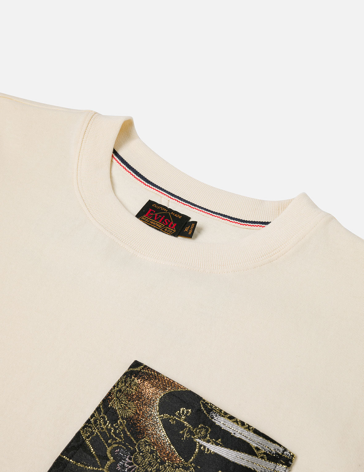 ブロケードポケットとカモメ箔プリント ルーズフィット Tシャツ