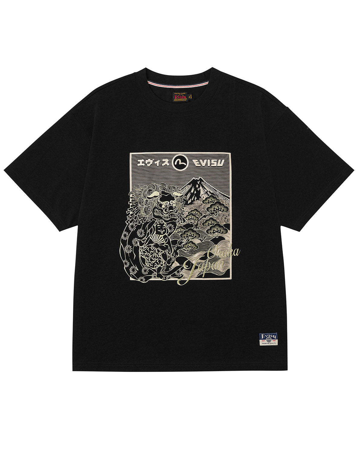 獅子舞と山刺繍 リラックスフィット Tシャツ