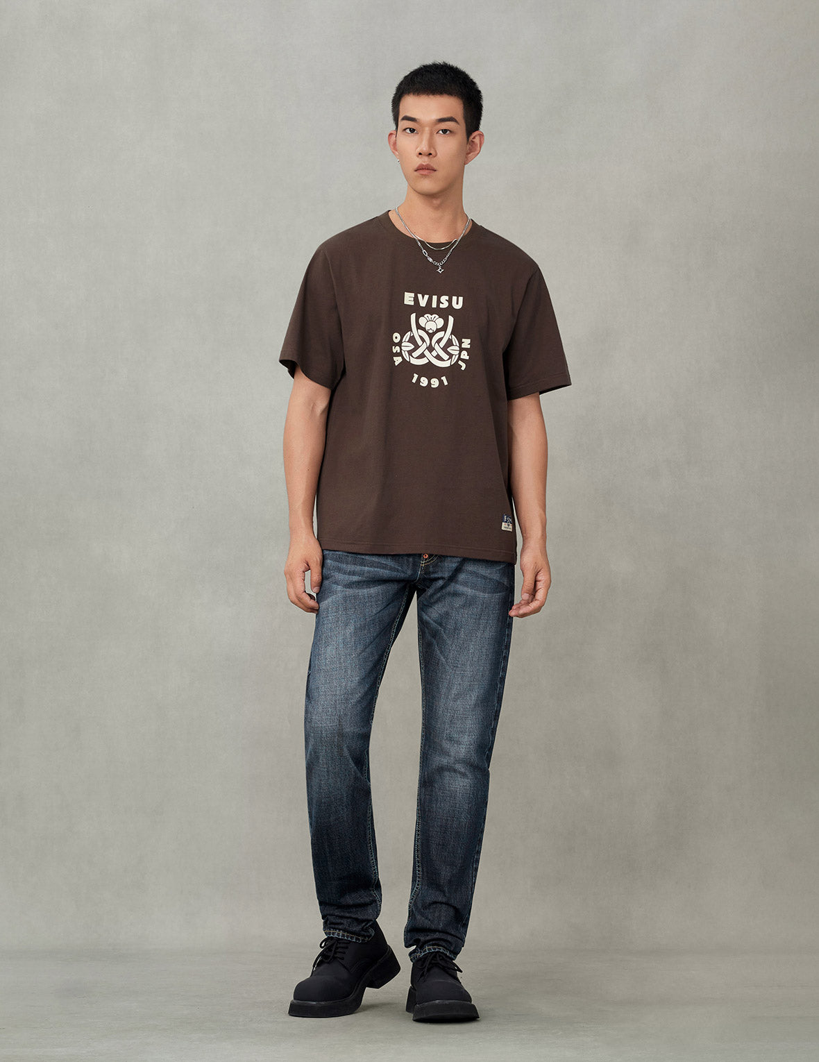 Wheel of Wisdom and Daruma Daicock Print Regular Fit T-Shirt