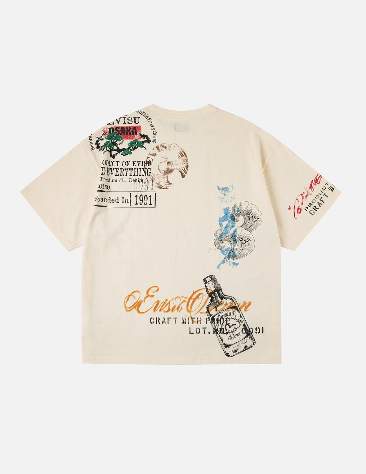 オールオーバー手描きマルチロゴプリント レギュラーフィット Tシャツ