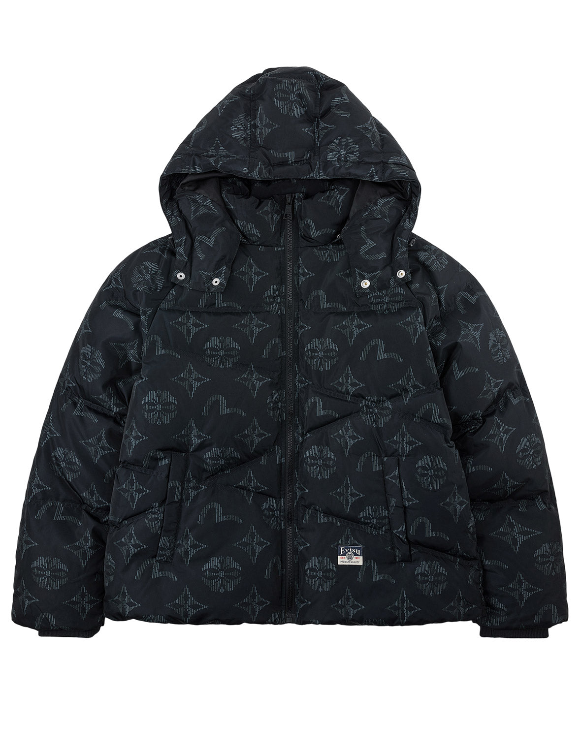 Two-Tone Monogram Hooded Down Jacket
