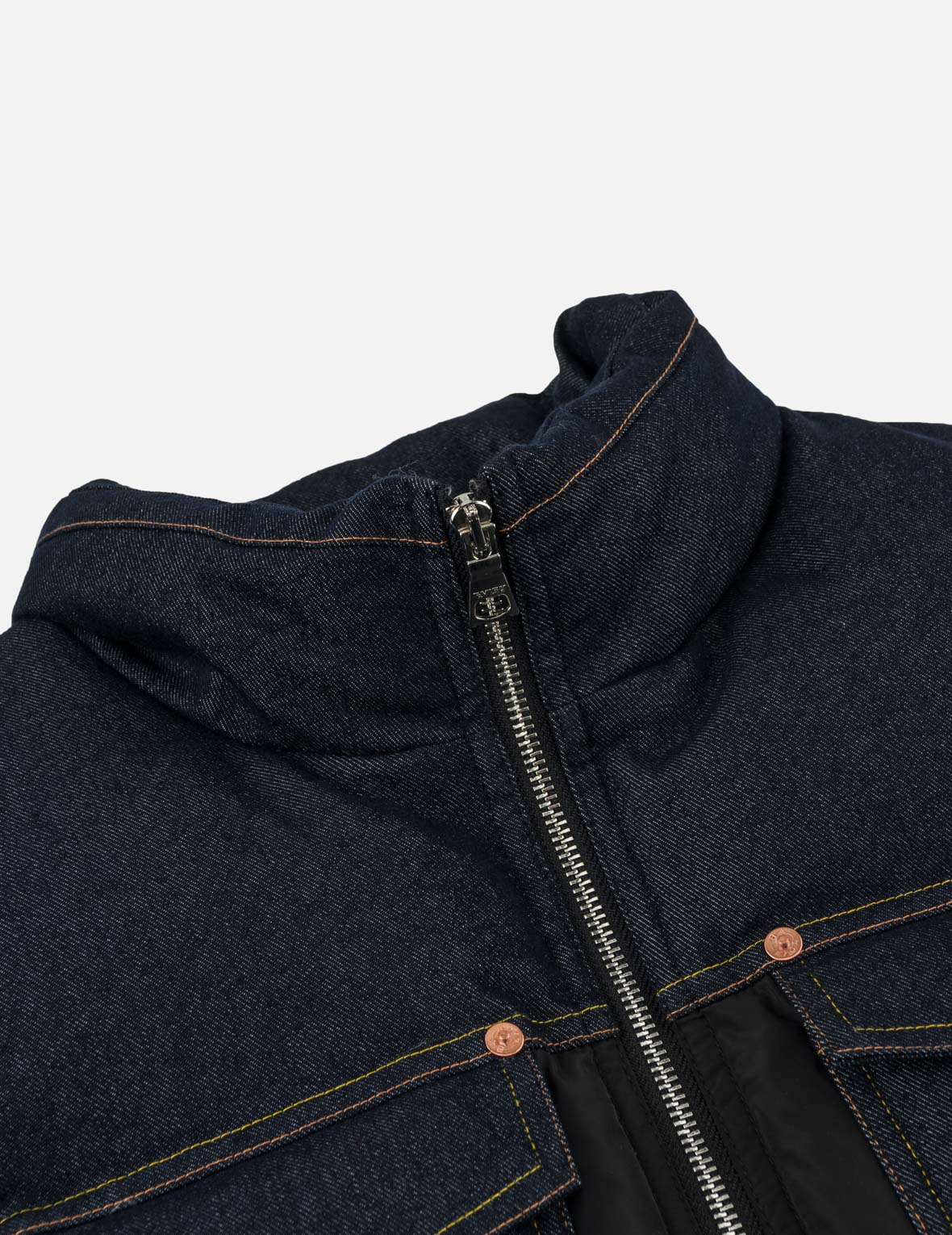 Denim Pocket Seagull Printed Down Vest