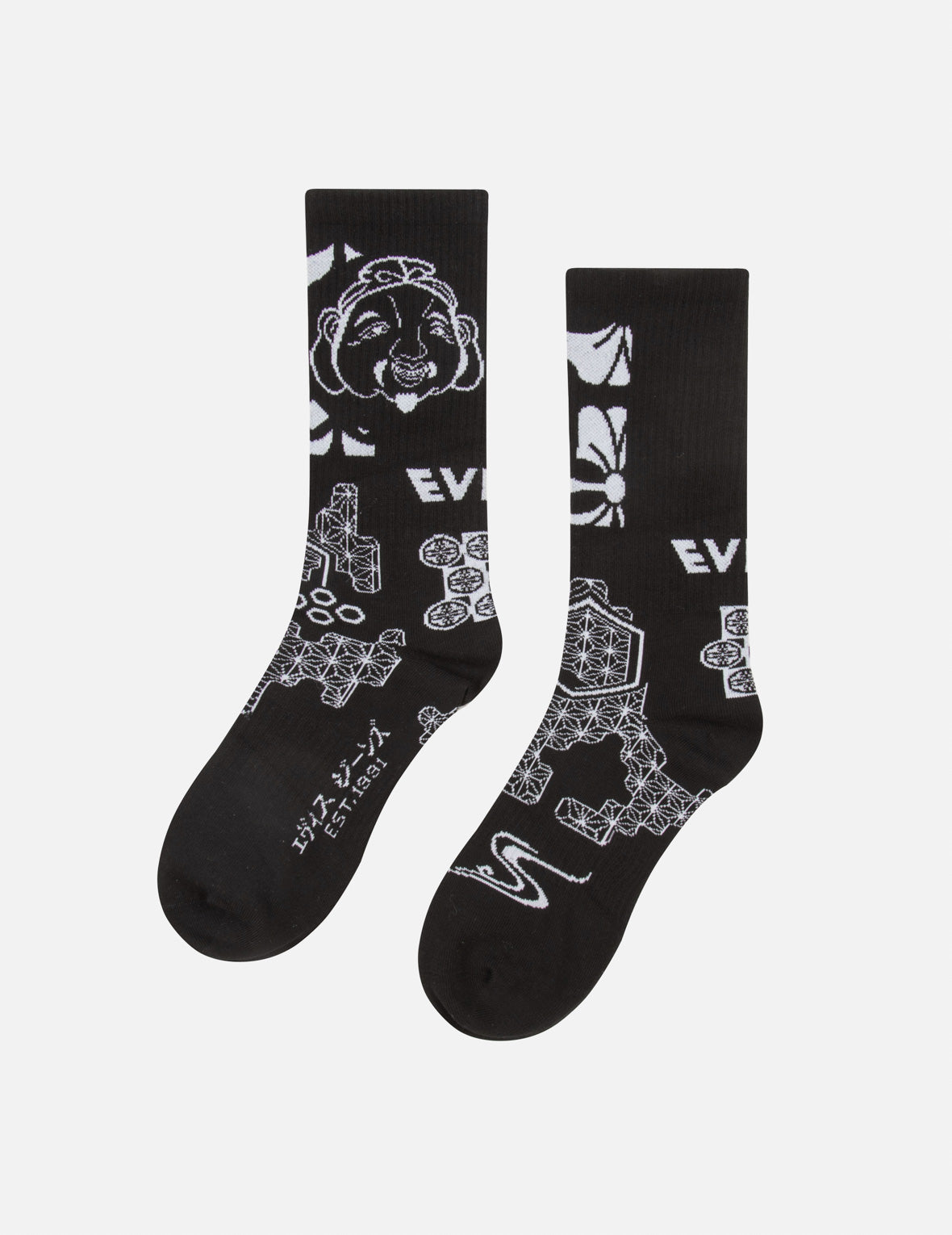 仏頭と家紋ジャカード ロングソックス