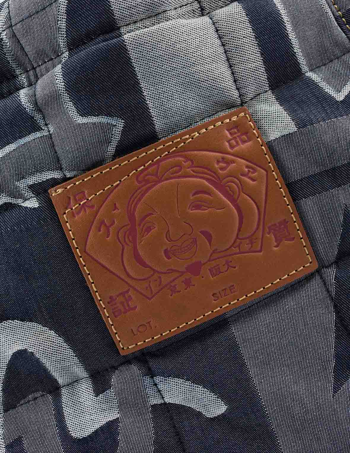 Allover Logo Jacquard Print Denim Tote Bag