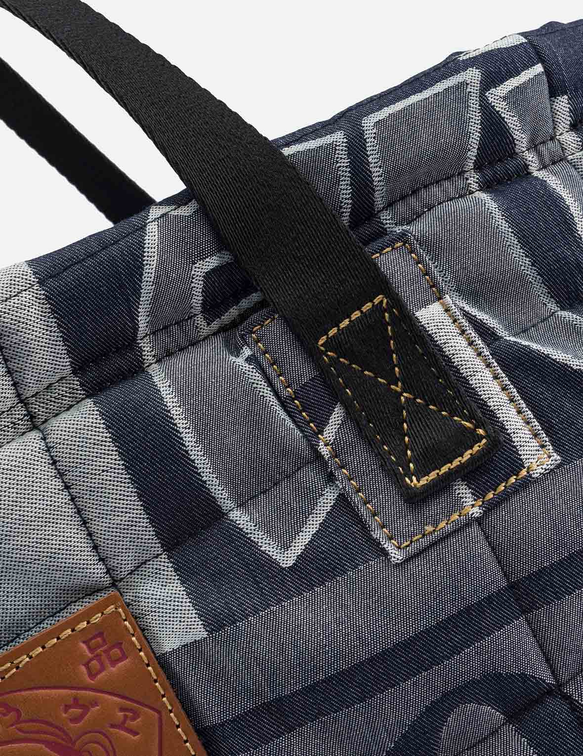 Allover Logo Jacquard Print Denim Tote Bag