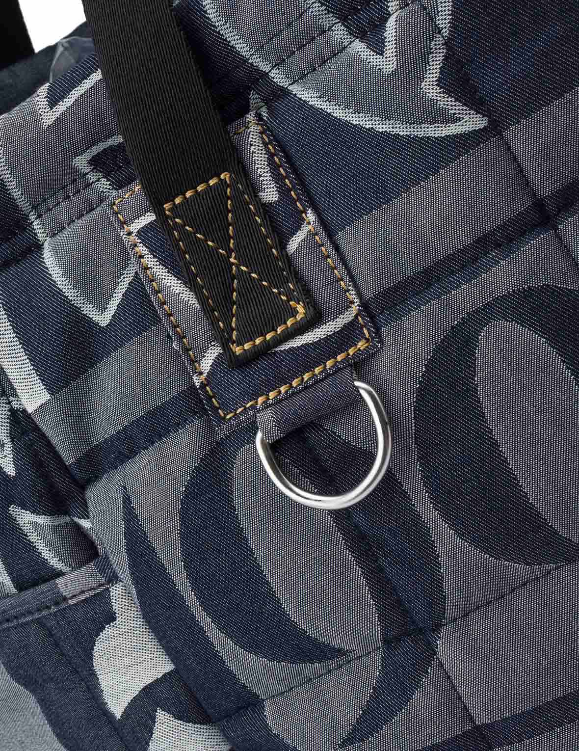 Allover Logo Jacquard Print Denim Tote Bag