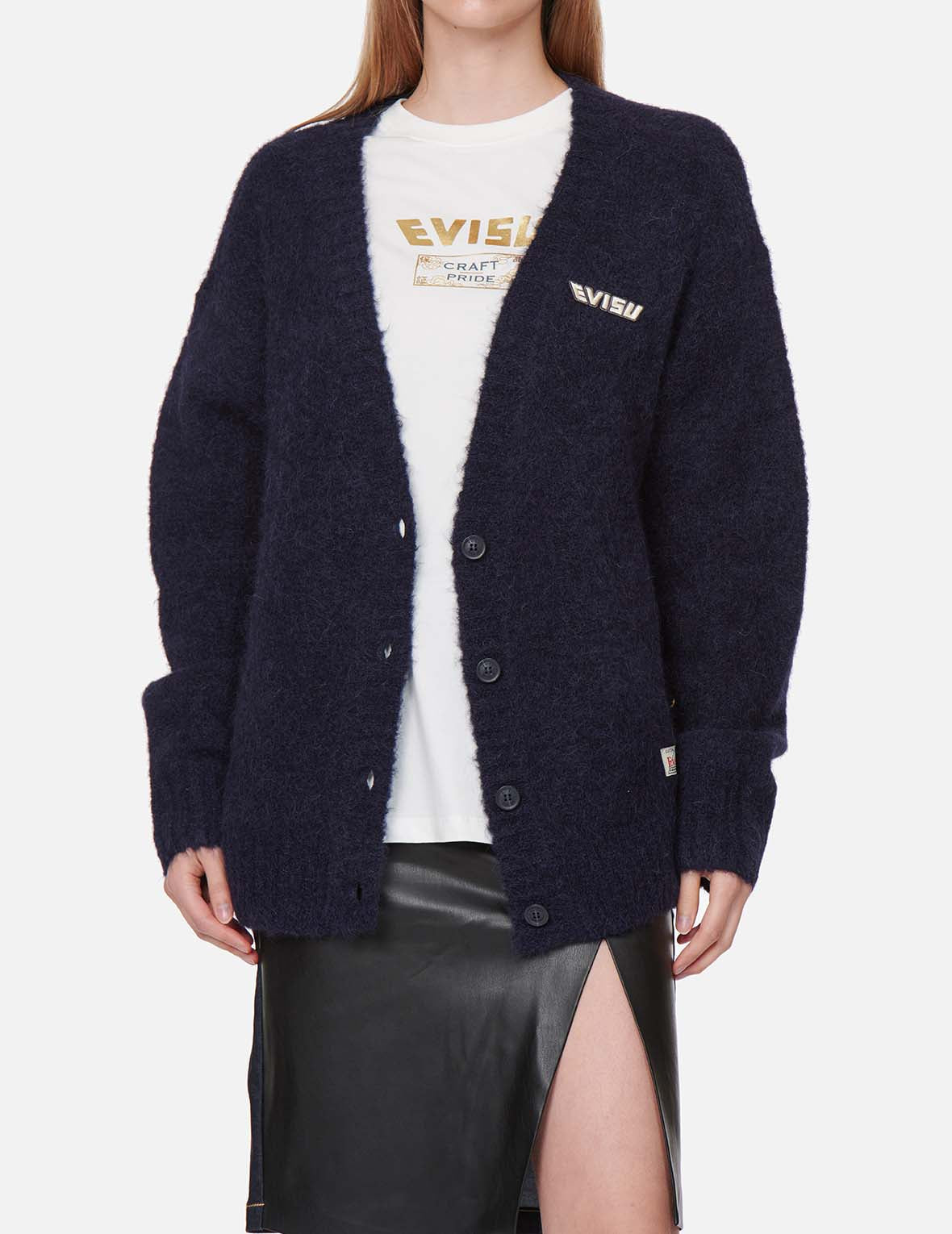 Logo Badge Fluffy Cardigan