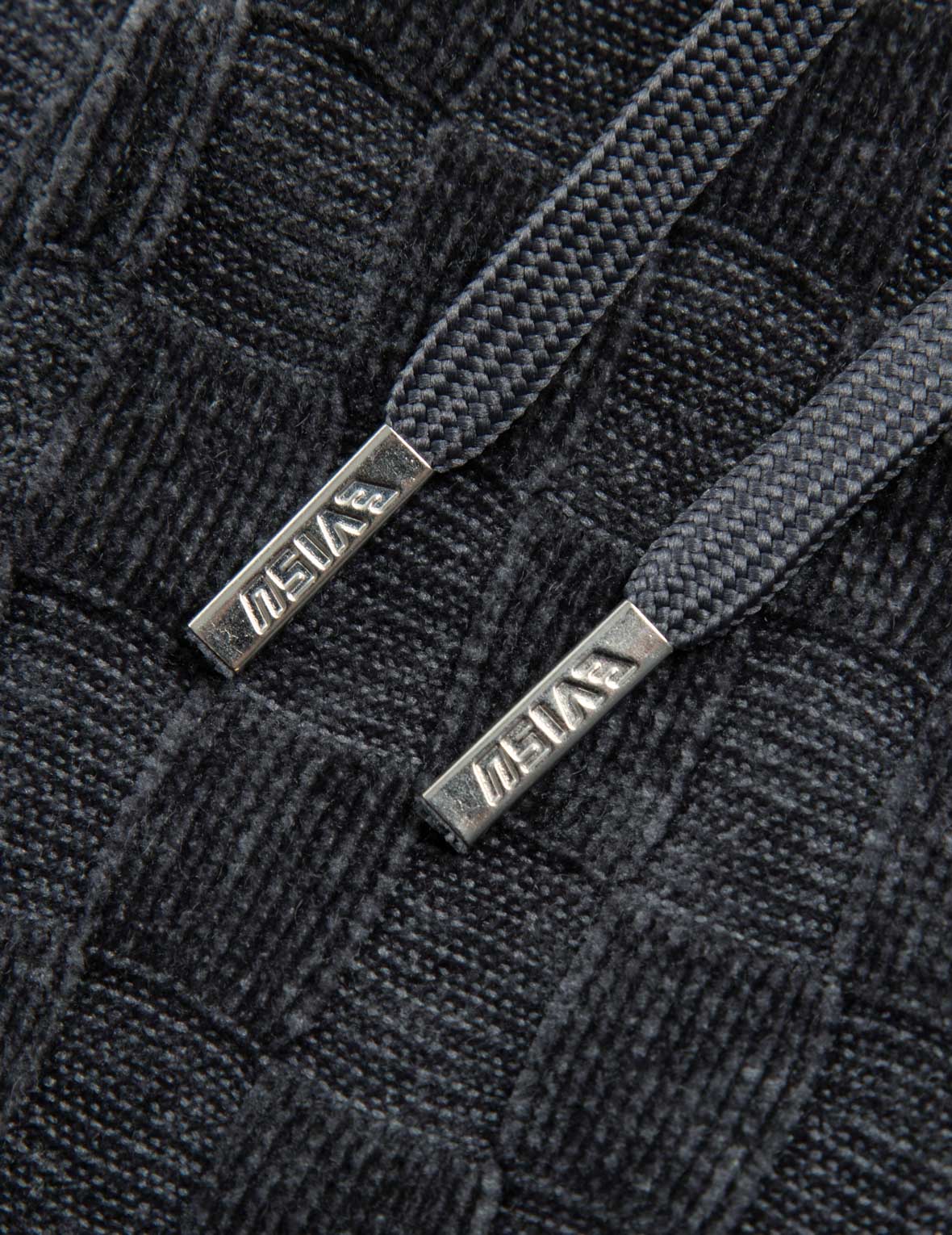 凹凸チェックパターンの家紋刺繍ストレートフィットスウェットパンツ