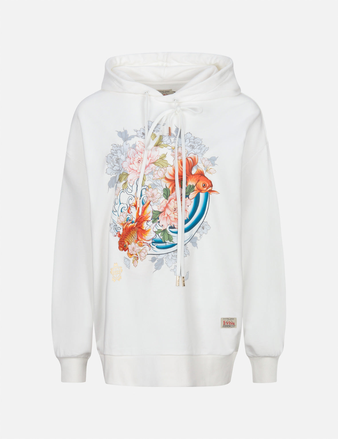 金魚と花柄プリントオーバーサイズフーディ
