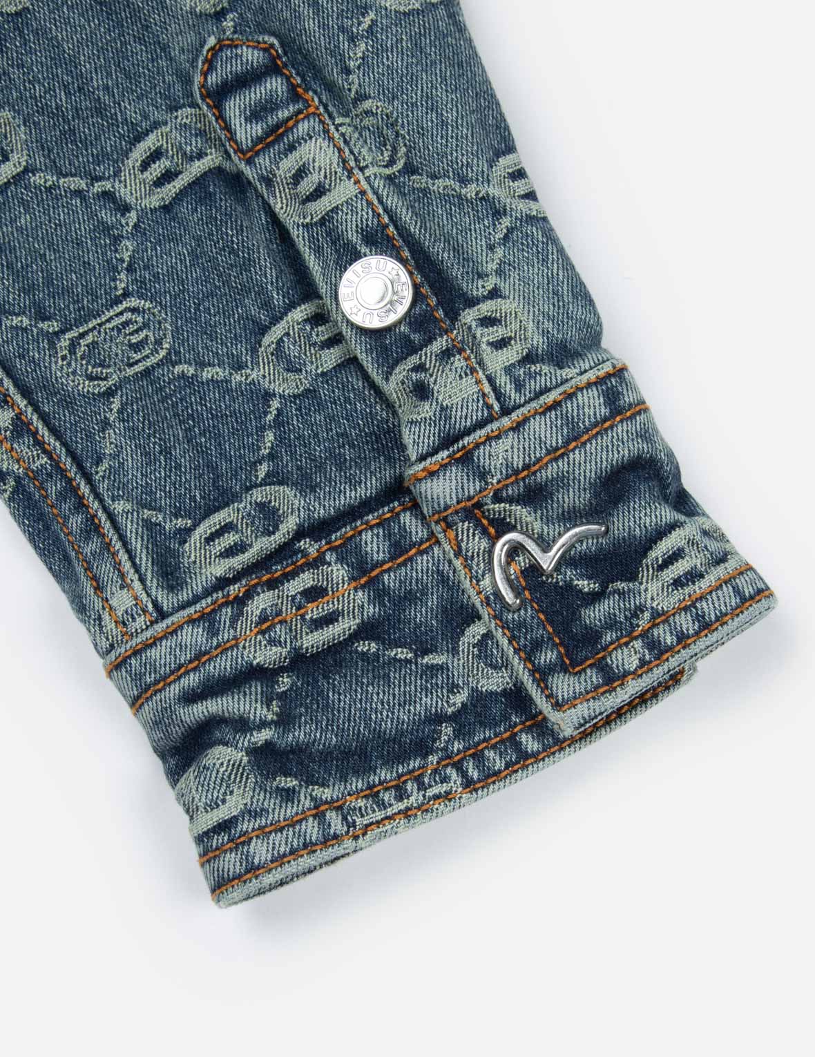オールオーバーロゴジャカードとカモメ刺繍ボーイフレンドフィットデニムシャツジャケット