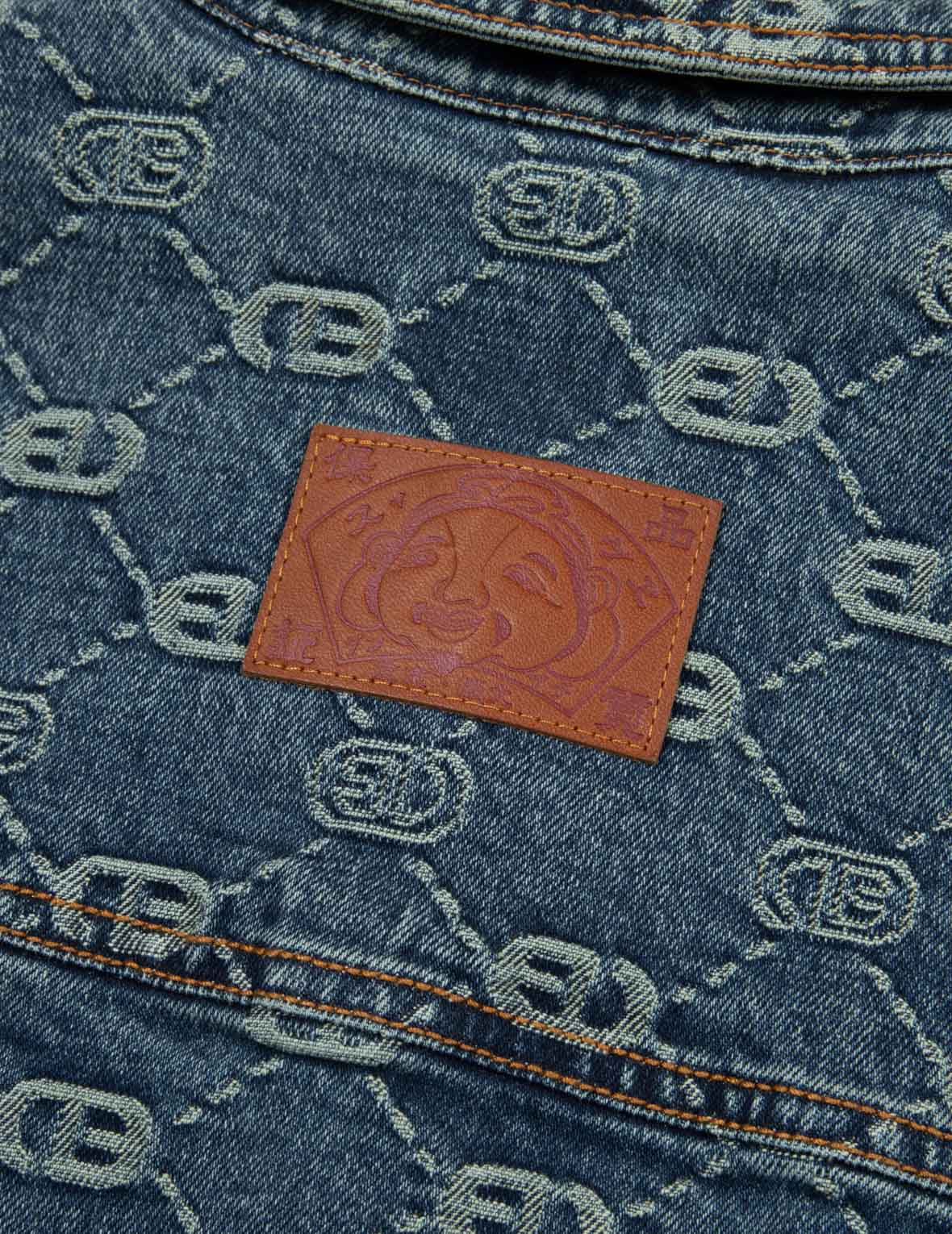 オールオーバーロゴジャカードとカモメ刺繍ボーイフレンドフィットデニムシャツジャケット