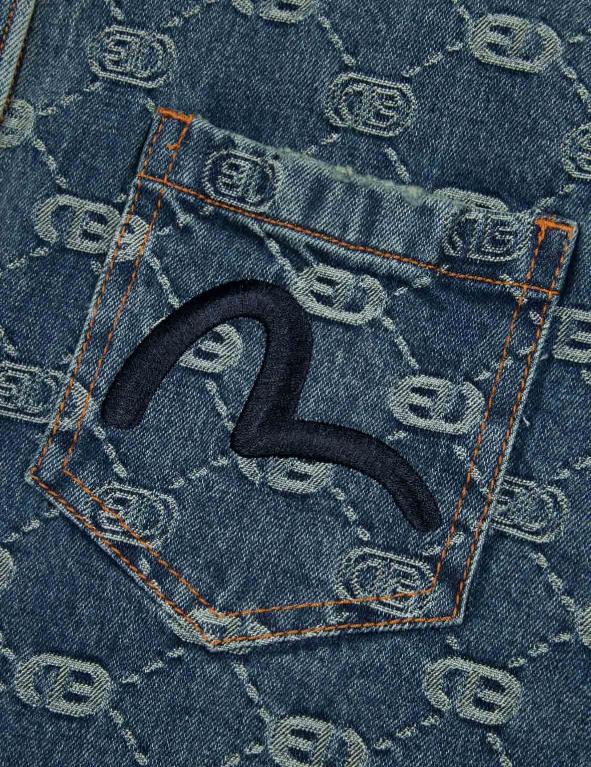 オールオーバーロゴジャカードとカモメ刺繍ボーイフレンドフィットデニムシャツジャケット
