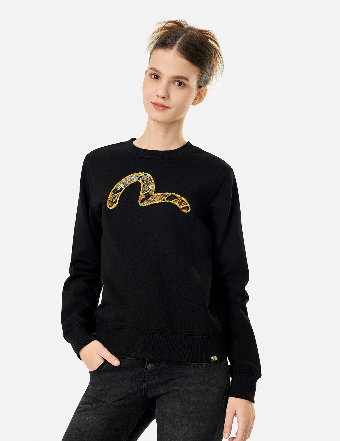 Seagull Brocade Appliqué and Logo Embroidery Regular Fit Sweatshirt