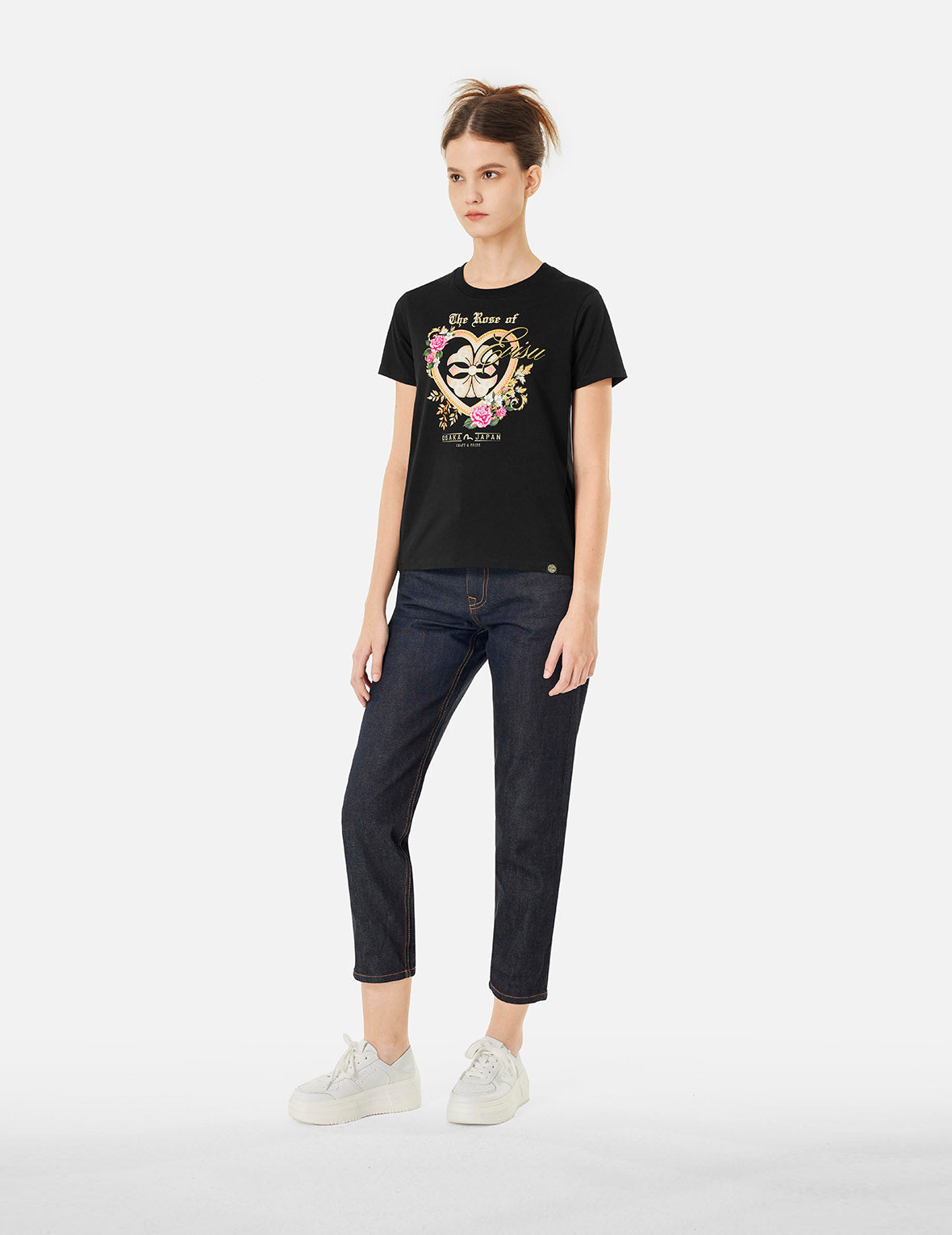 EVISUのバラプリント レギュラーフィット Tシャツ