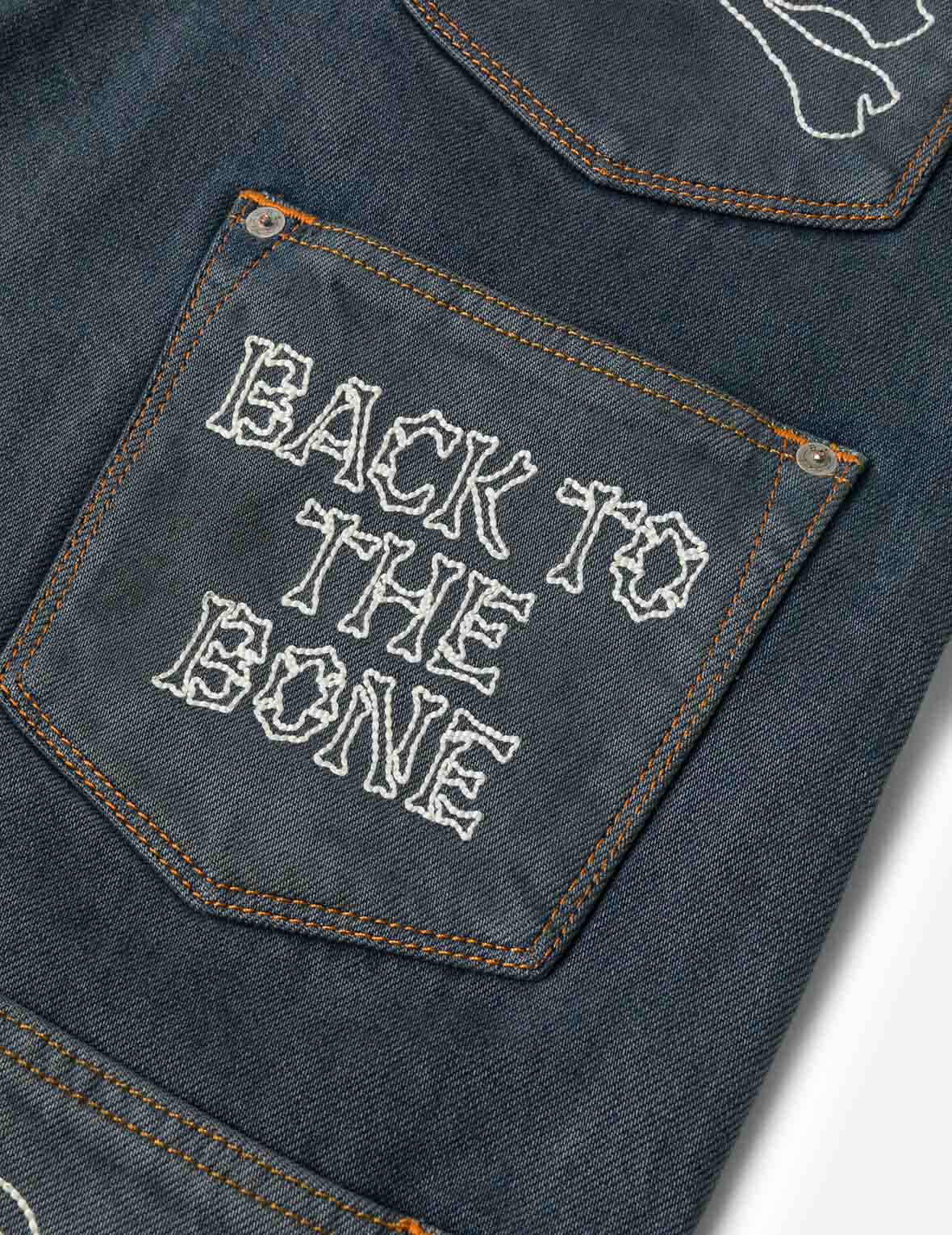 Multi-Pocket with Multi Logos Embroidery Cropped Jeans