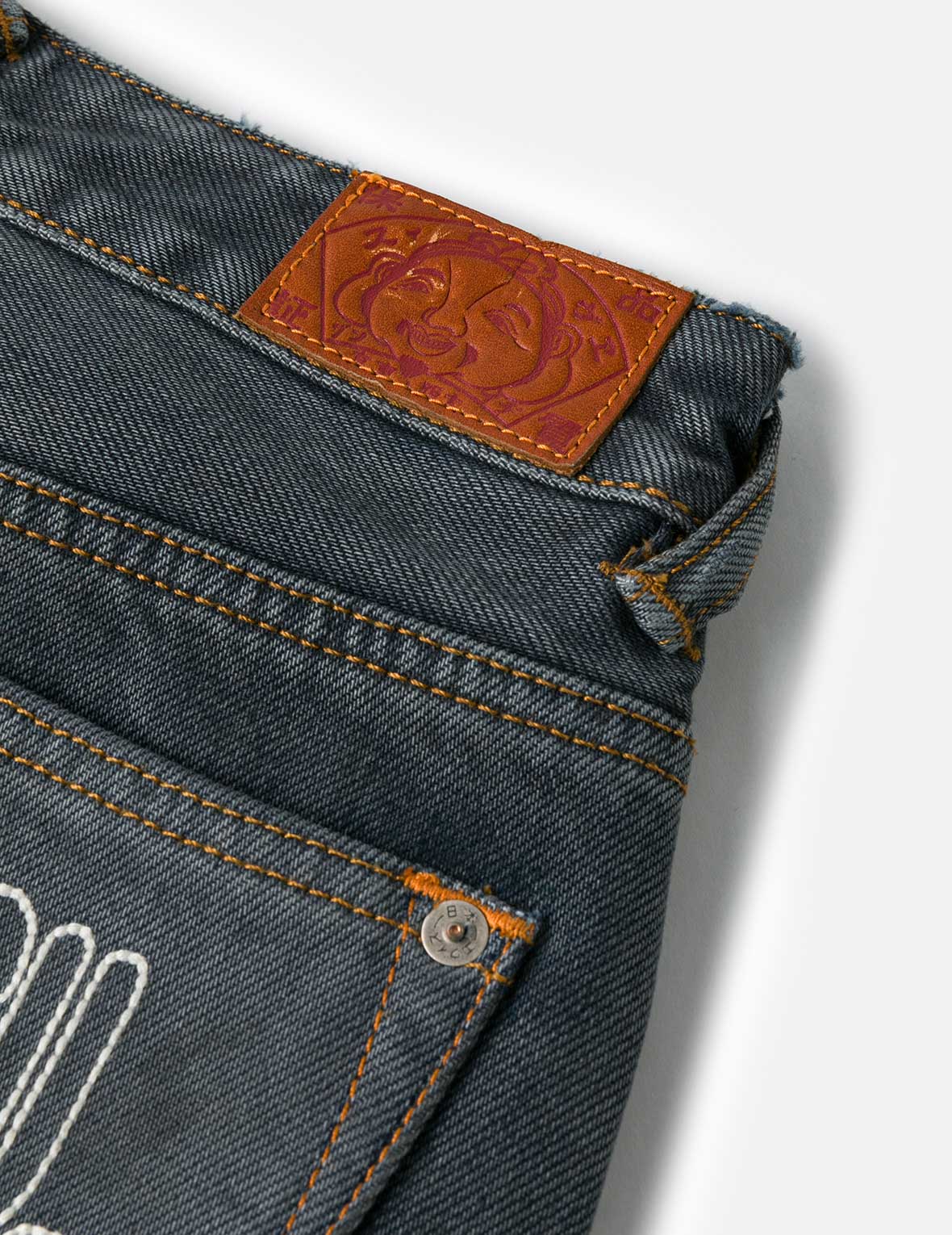 Multi-Pocket with Multi Logos Embroidery Cropped Jeans
