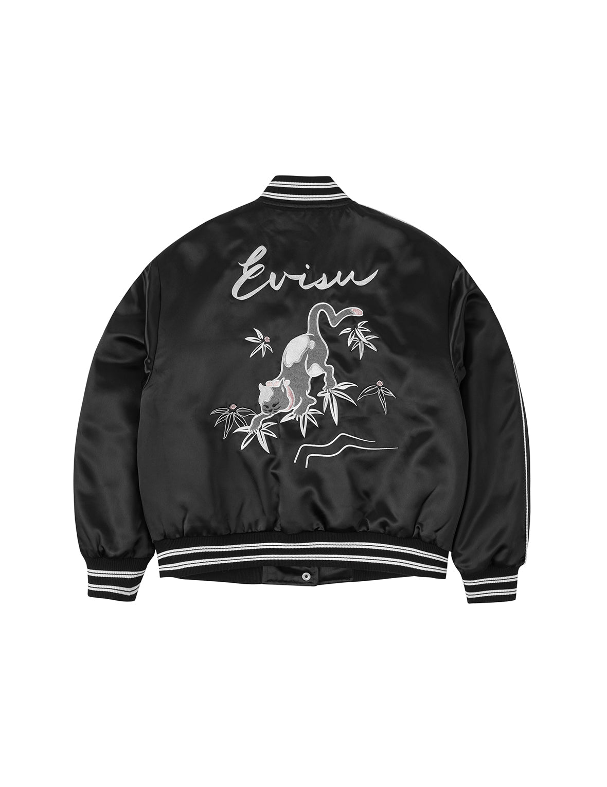 Logo and Fuzzy Cat Embroidery Fashion Fit Varsity Jacket