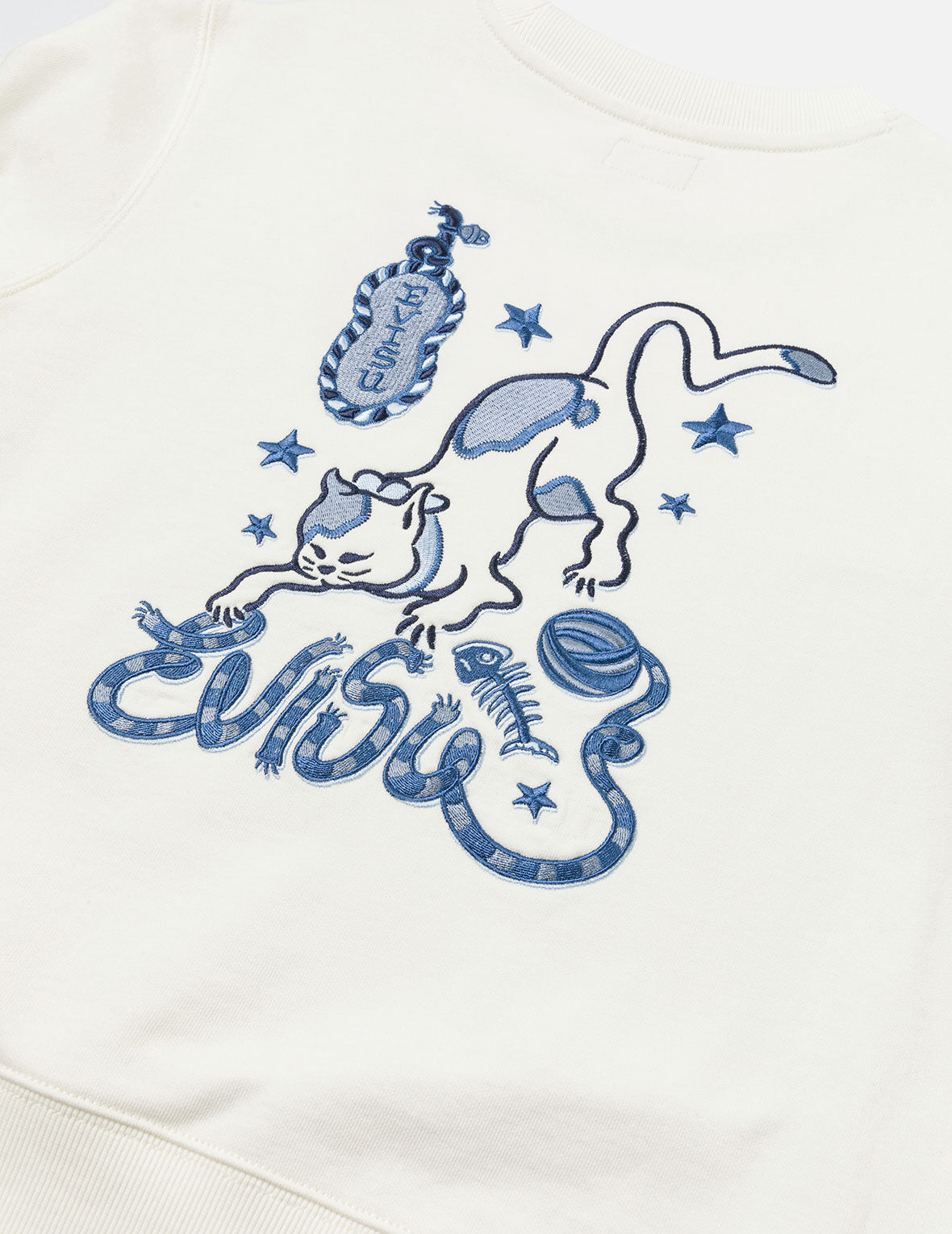 猫とロゴ刺繍 レギュラーフィット スウェットシャツ