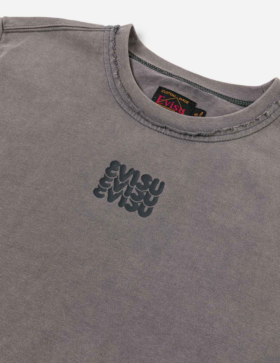 ロゴプリントとディストレスディテール ファッションフィット Tシャツ