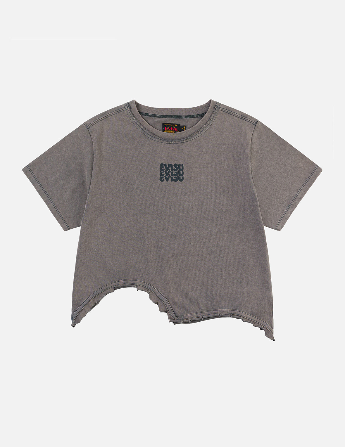 ロゴプリントとディストレスディテール ファッションフィット Tシャツ