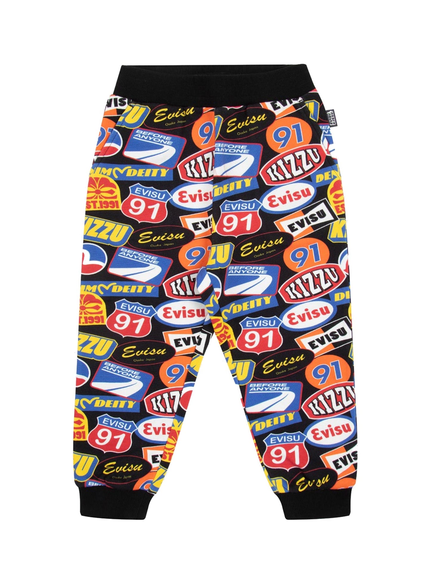 オールオーバーレーシングバッジプリントのレギュラーフィットスウェットパンツ
