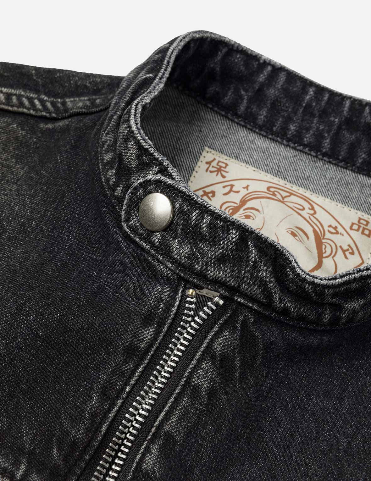 カモメ刺繍 レギュラーフィット デニムライダージャケット