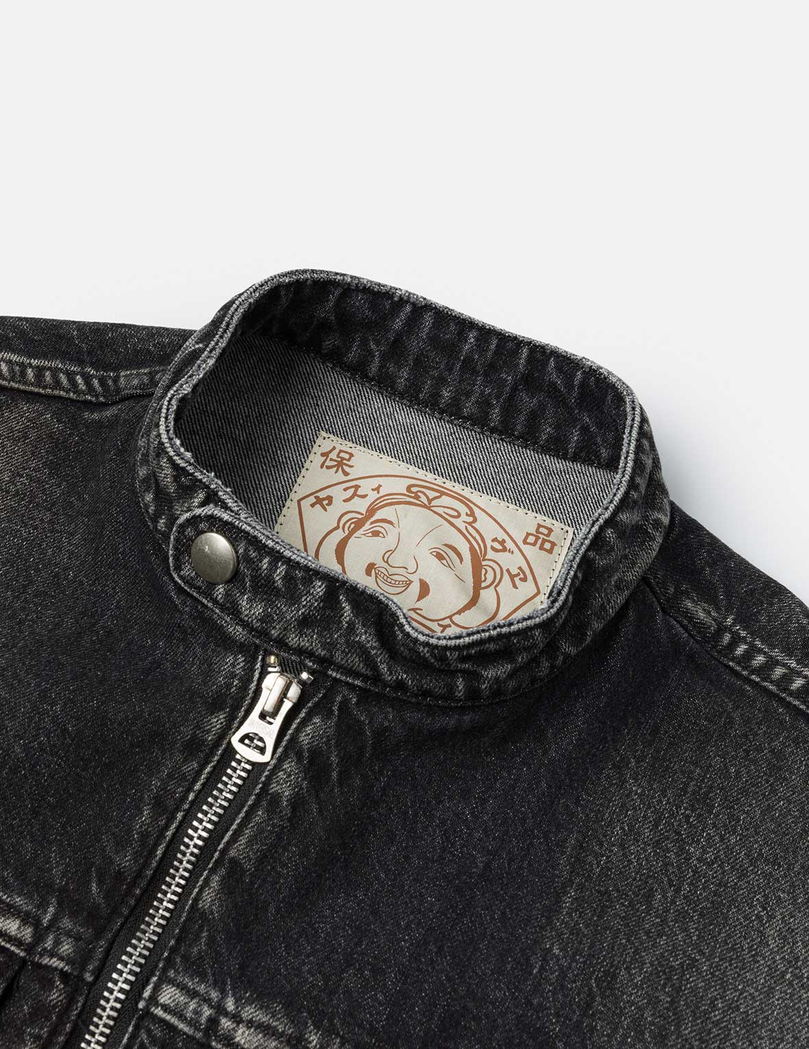 カモメ刺繍 レギュラーフィット デニムライダージャケット