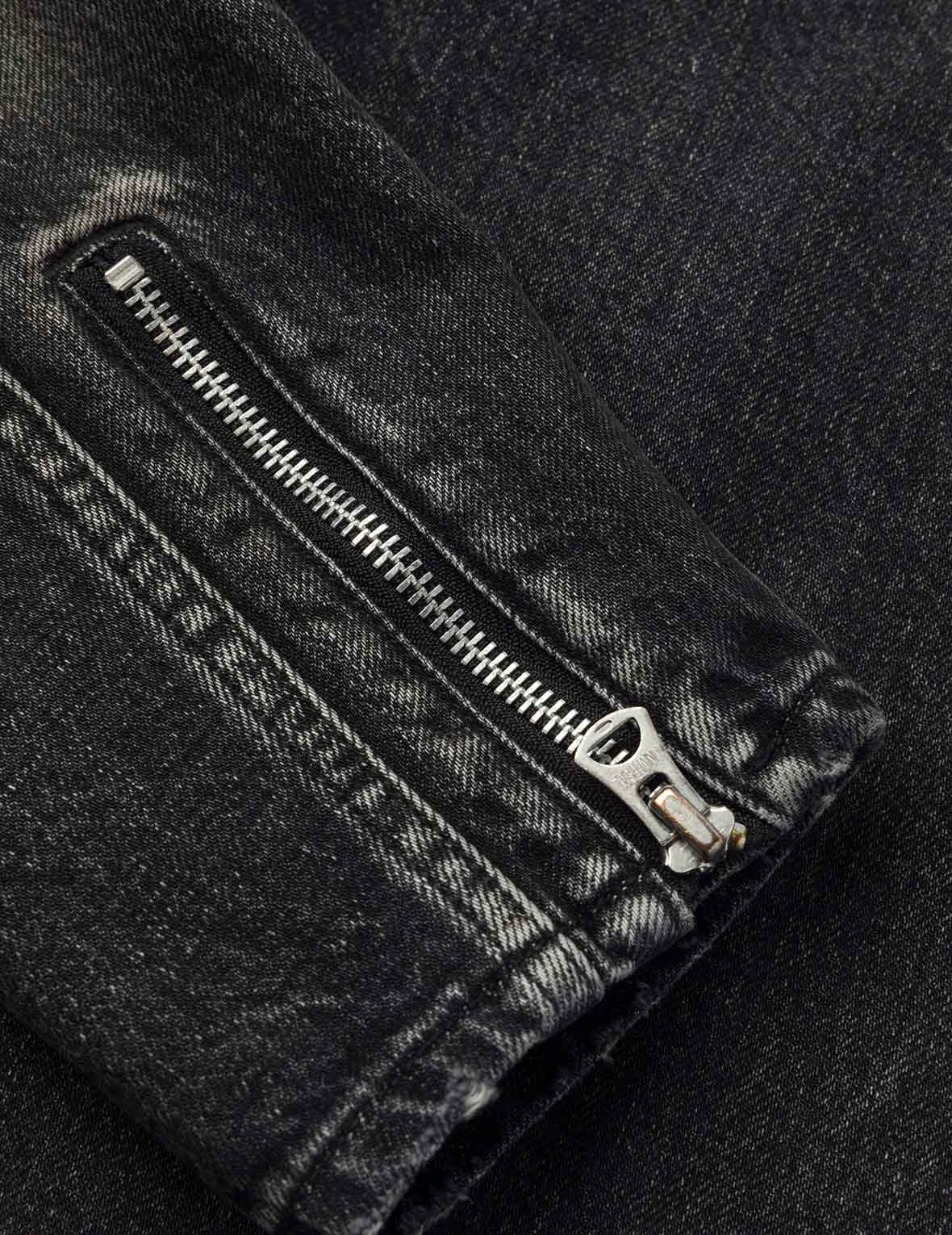 カモメ刺繍 レギュラーフィット デニムライダージャケット