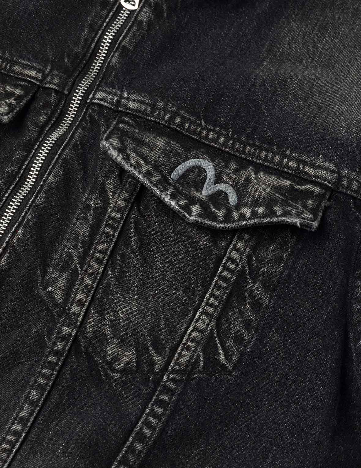 カモメ刺繍 レギュラーフィット デニムライダージャケット