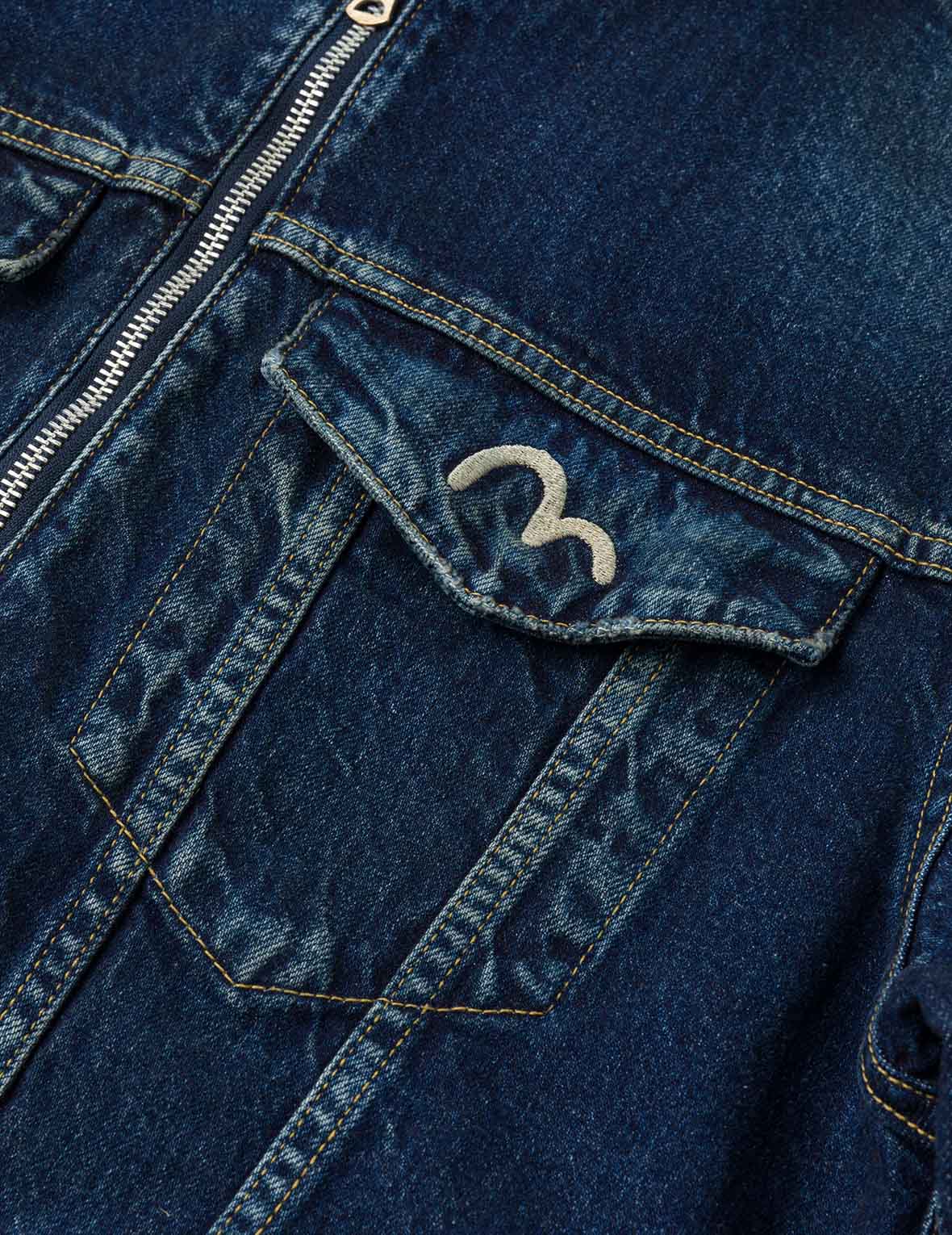 カモメ刺繍 レギュラーフィット デニムライダージャケット
