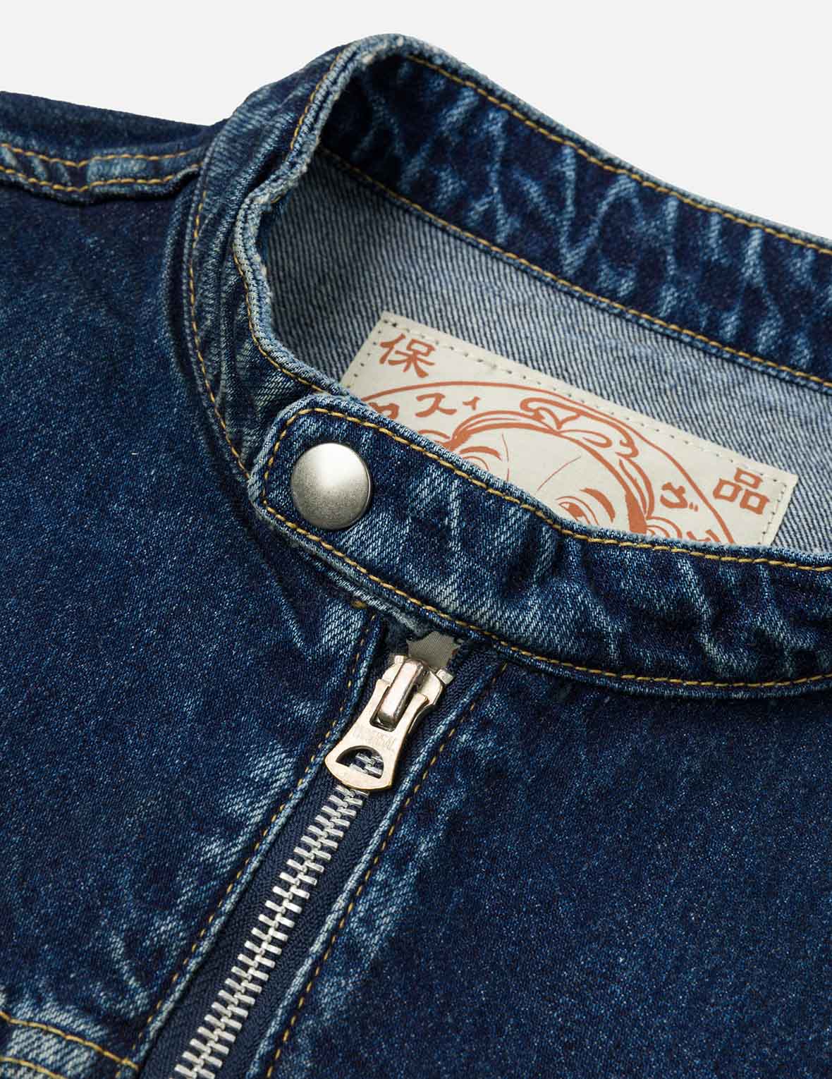 カモメ刺繍 レギュラーフィット デニムライダージャケット