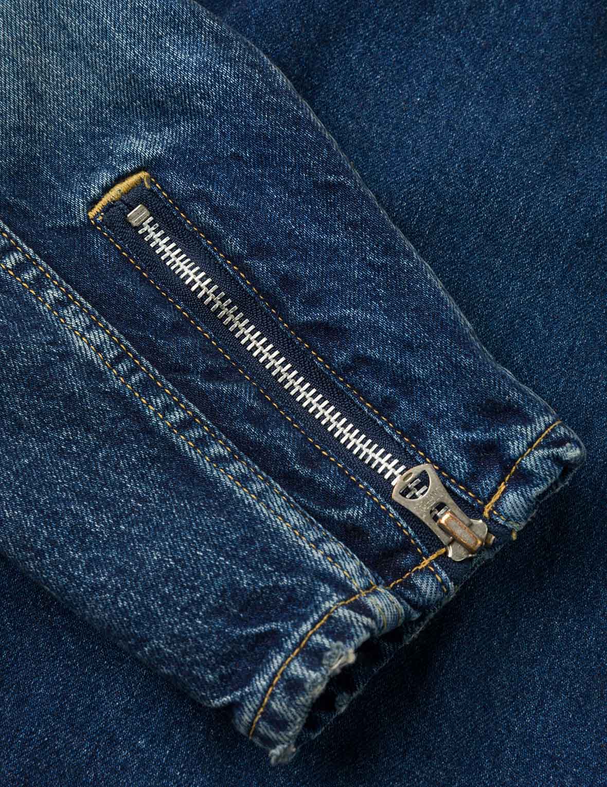 カモメ刺繍 レギュラーフィット デニムライダージャケット