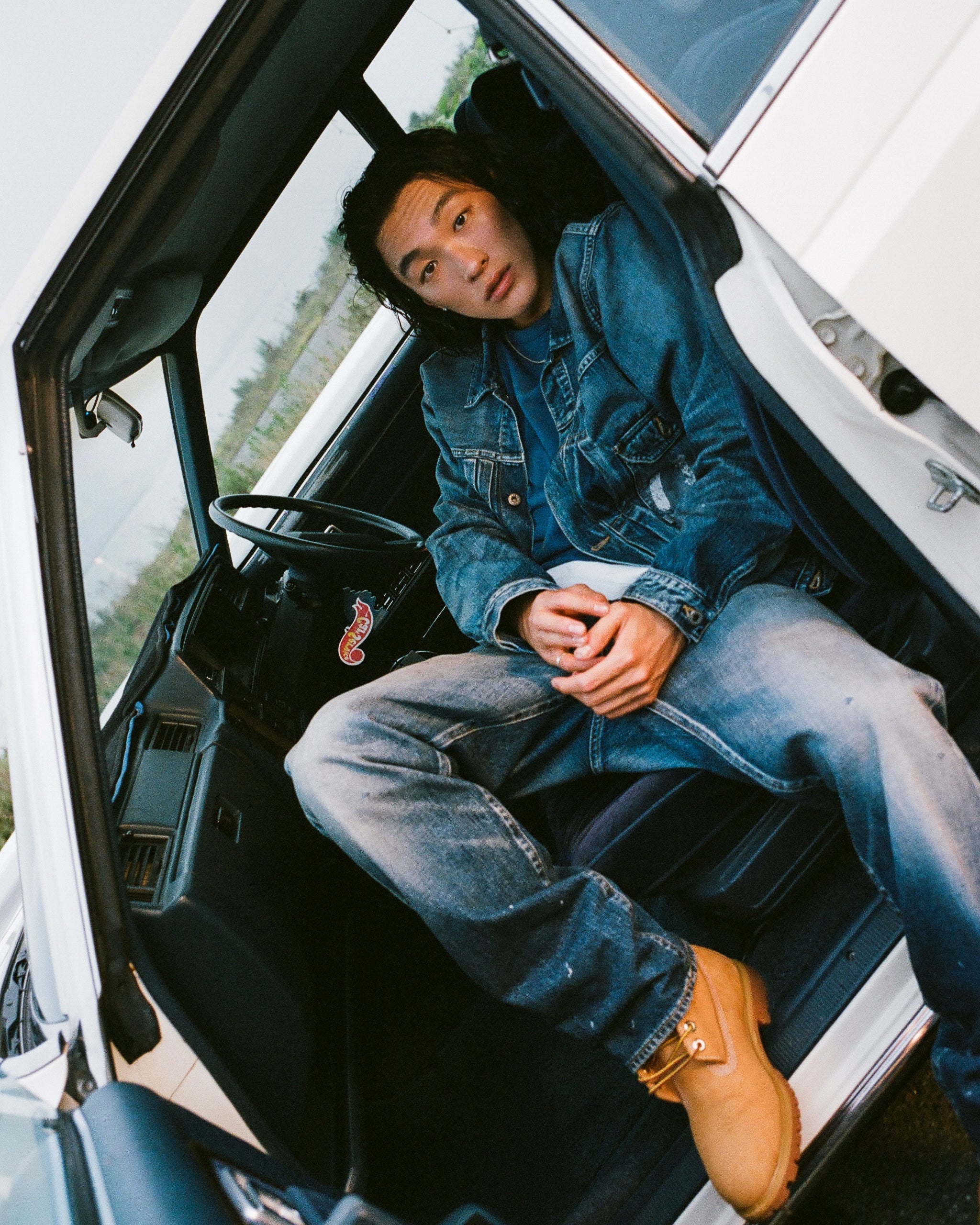Washed Seagull Print Regular Fit Jeans