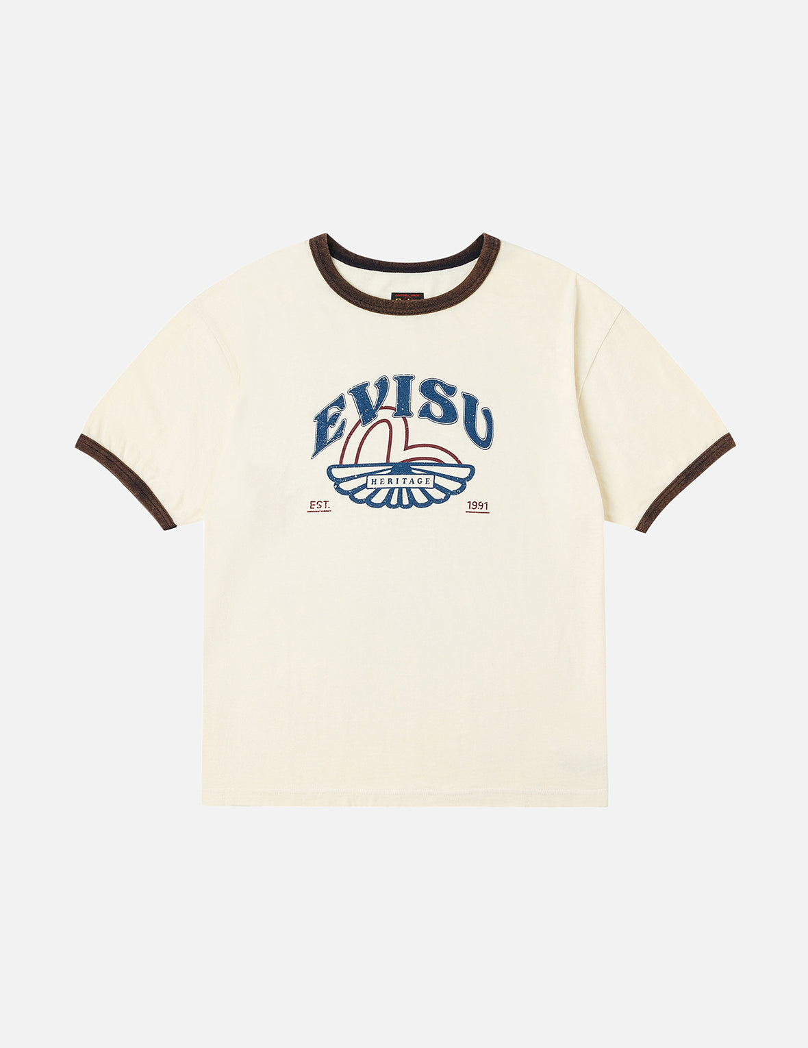 ウォッシュドカモメとロゴプリント レギュラーフィット リンガーT