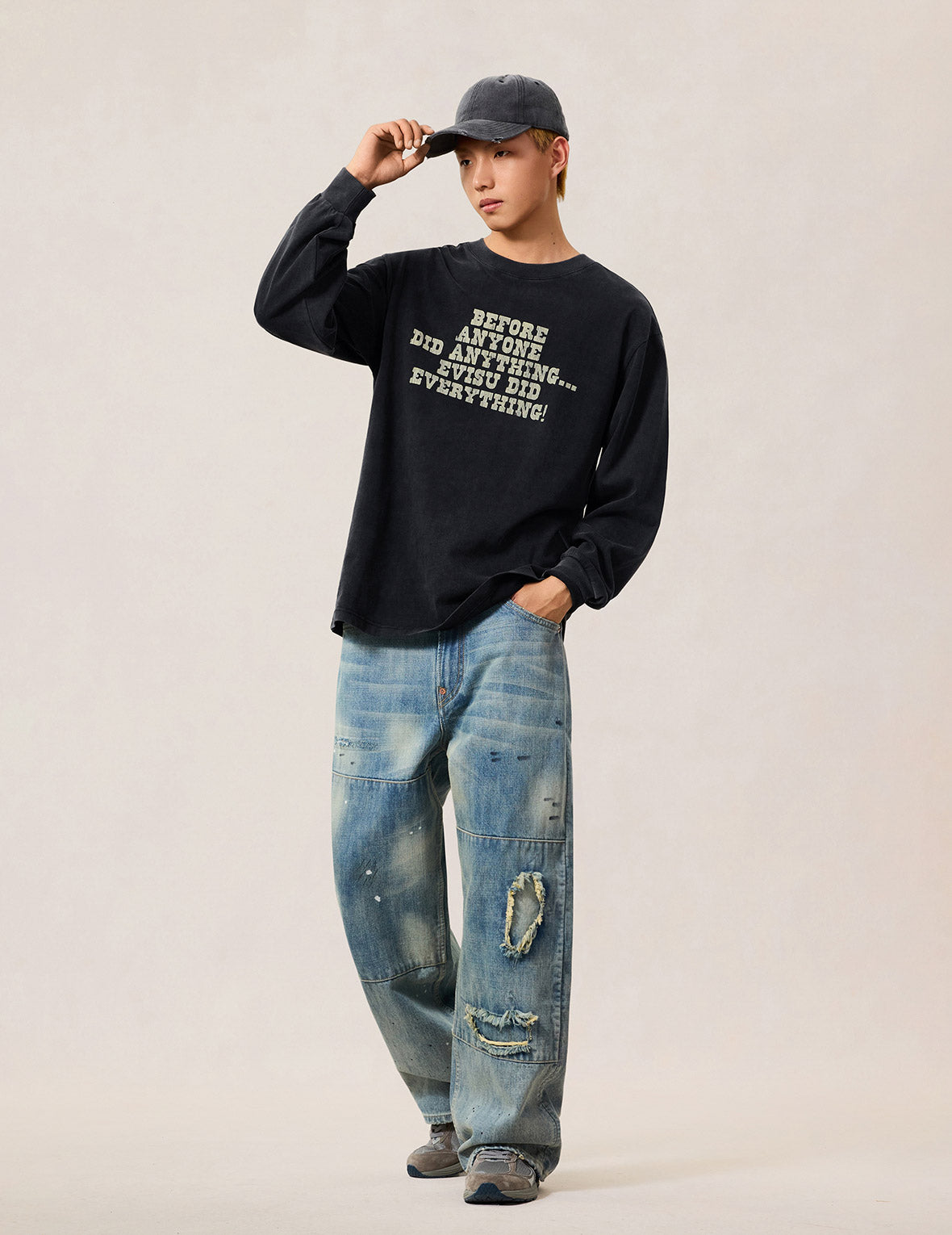 リバースカモメスローガン 長袖Tシャツ