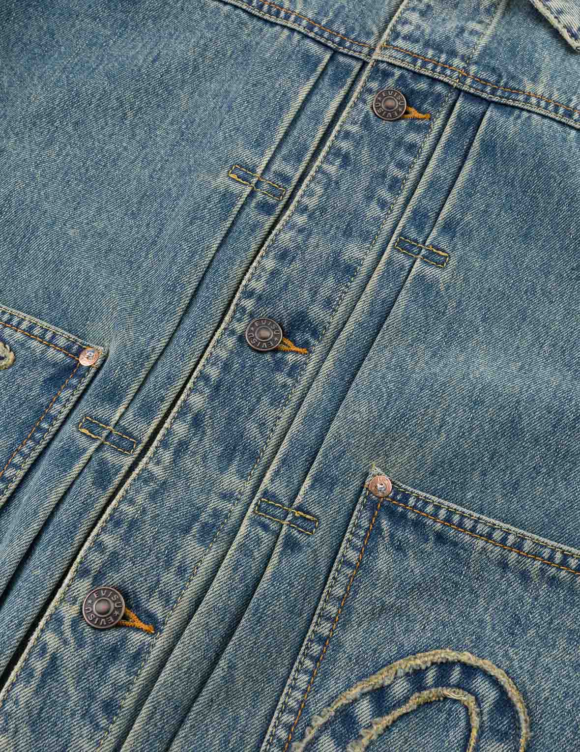 EVISU X F-LAGSTUF-F 春画とカモメ刺繍 リラックスフィット デニムジャケット