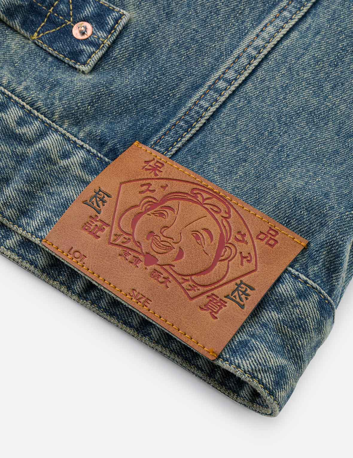 EVISU X F-LAGSTUF-F 春画とカモメ刺繍 リラックスフィット デニムジャケット