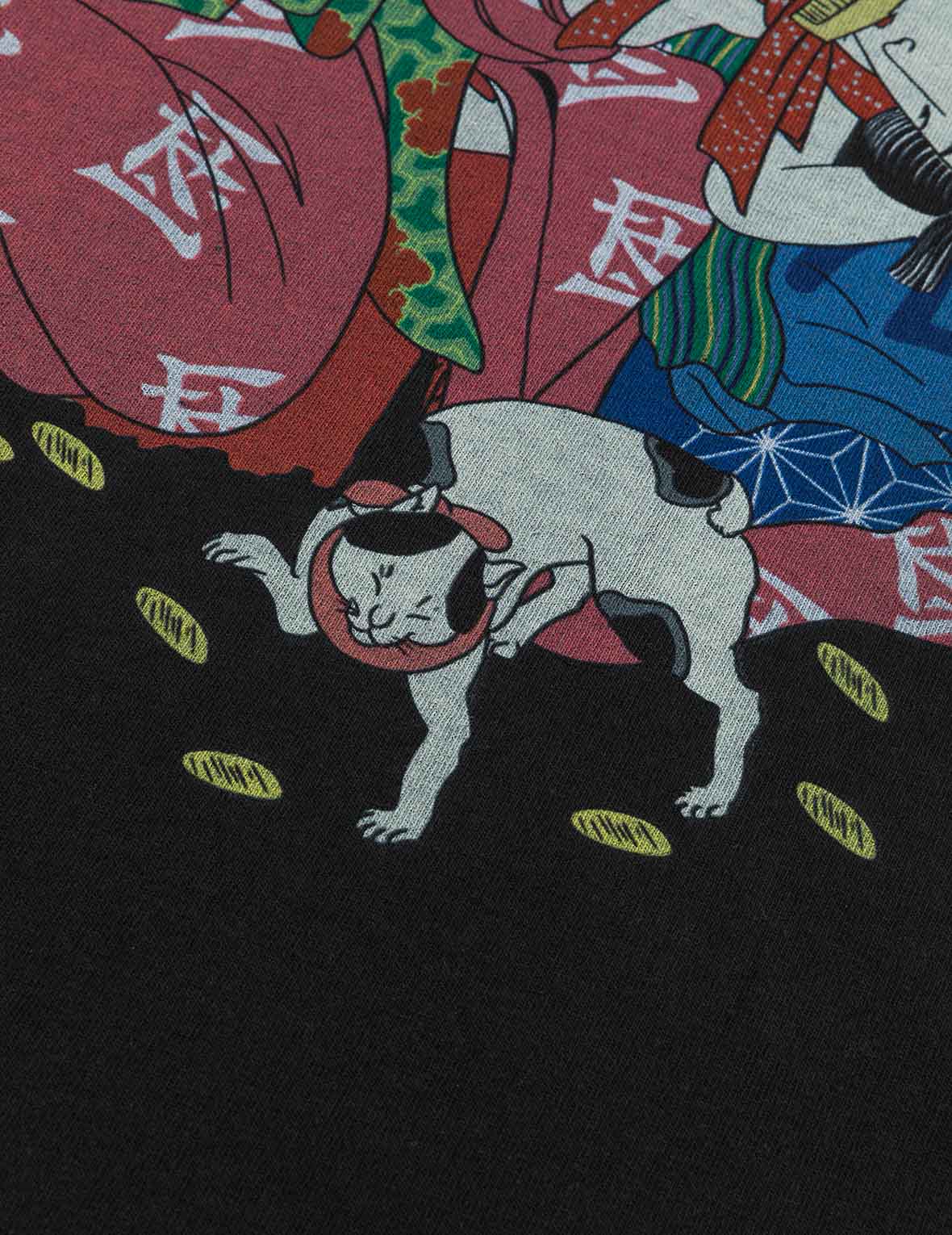 EVISU X F-LAGSTUF-F 春画と小判 カモメプリント レギュラーフィット Tシャツ - 黒