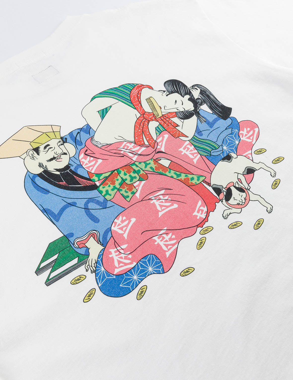 EVISU X F-LAGSTUF-F 春画と小判 カモメプリント レギュラーフィット Tシャツ - 白