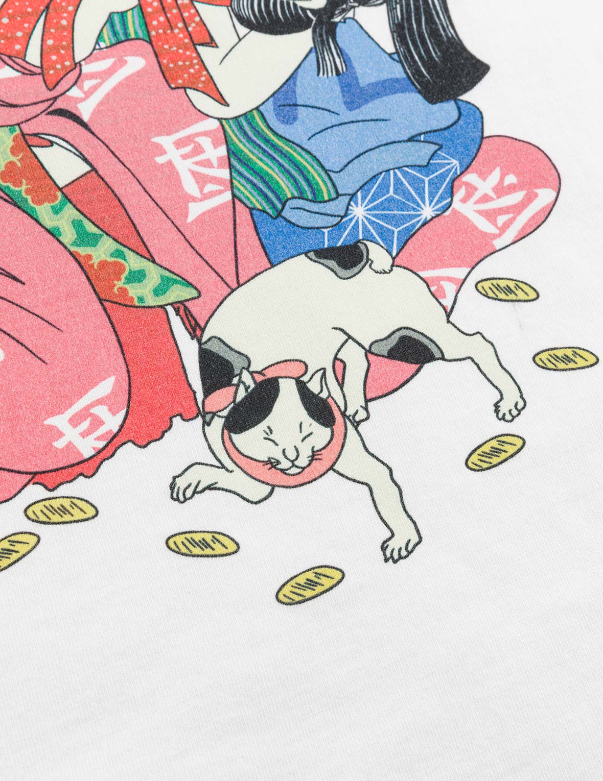 EVISU X F-LAGSTUF-F 春画と小判 カモメプリント レギュラーフィット Tシャツ - 白
