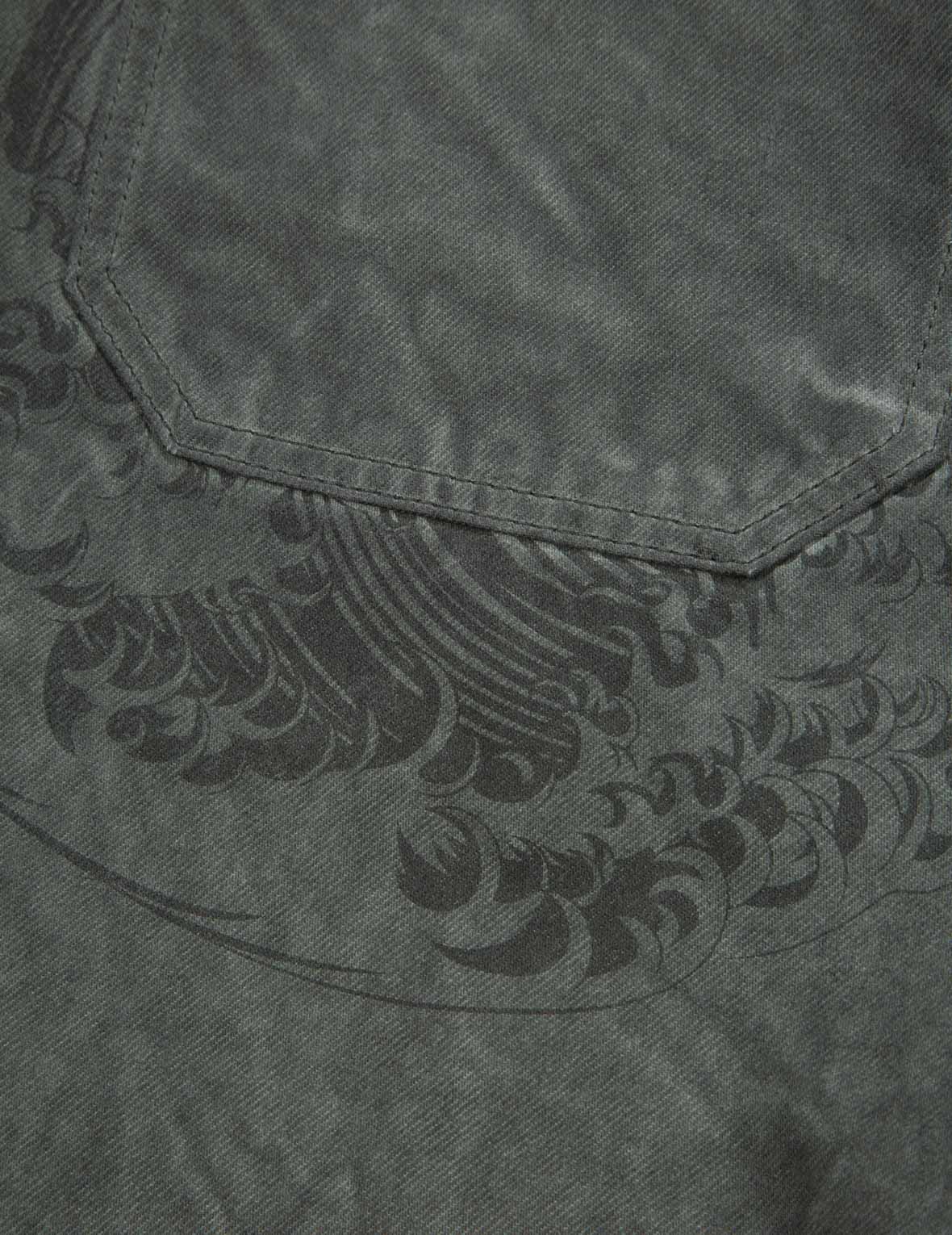 “The Great Wave” Print Straight-leg Jeans