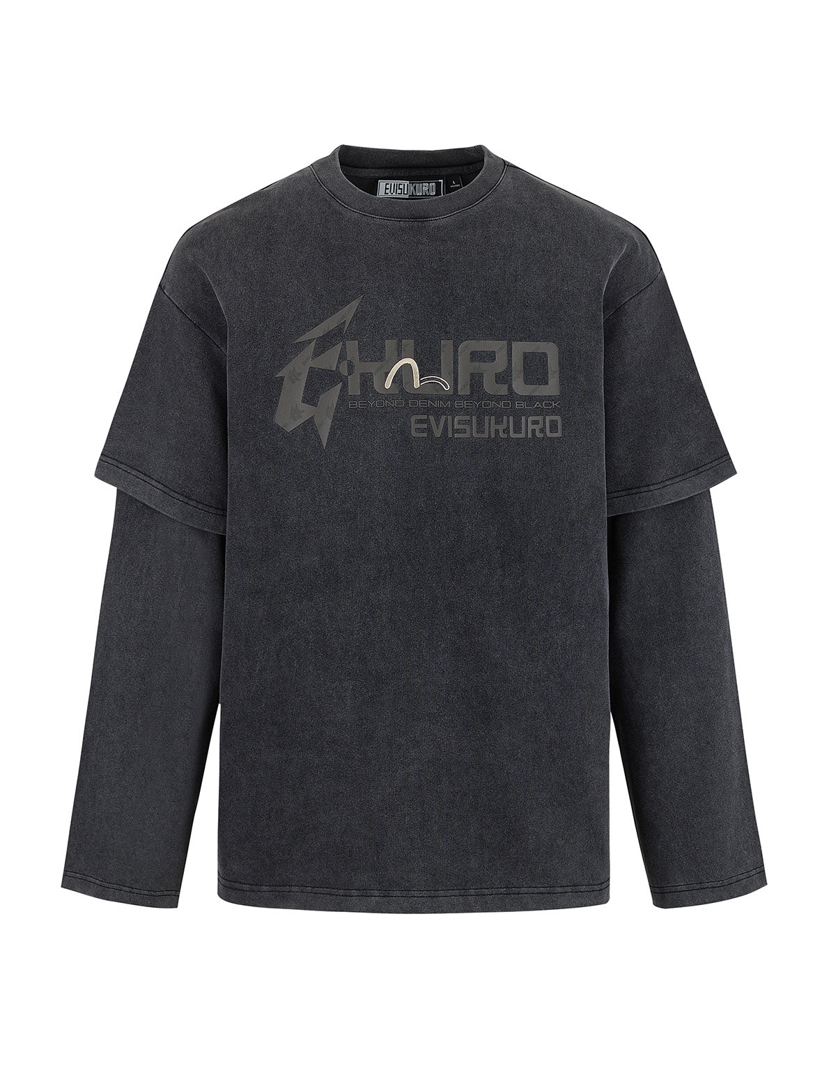 ヘビーウォッシュレギュラーフィット2-in-1ロングスリーブTシャツ