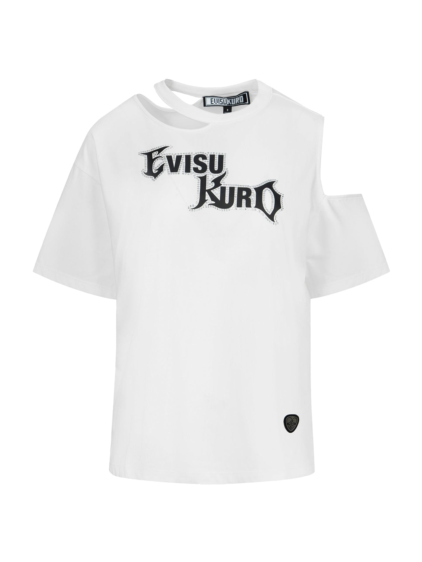 ヒートトランスファーロゴプリントのホローアウトファッションフィットTシャツ
