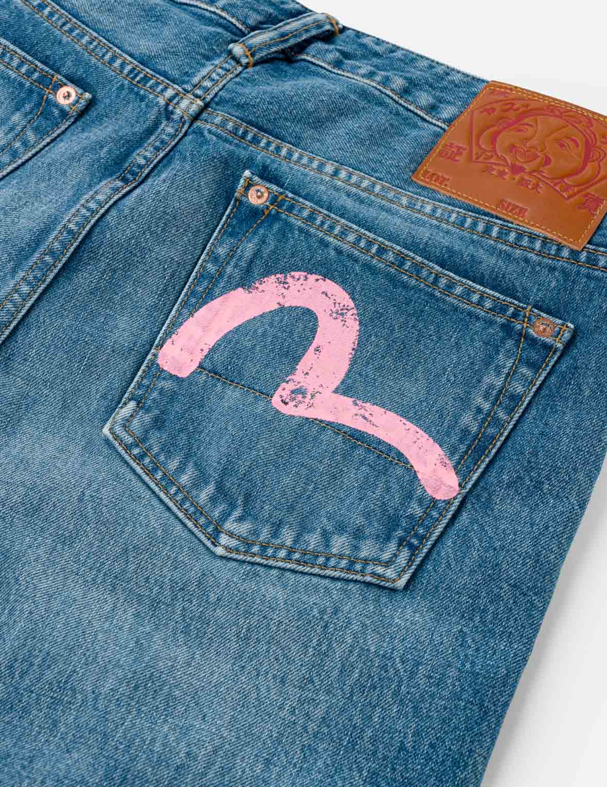 Light-washed Seagull Print Relax Fit Jeans #2030
